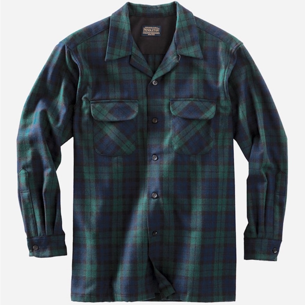 Pendleton Green and Navy Wool Men’s Plaid Board Shirt (The Original Board Shirt)